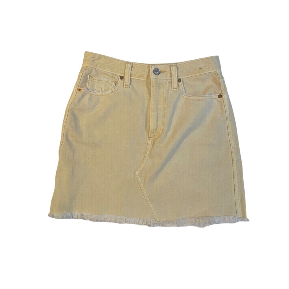 Abercrombie Fitch‎ beige distressed denim Vintage A-line Skirt 25